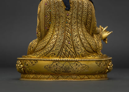 Guru Rinpoche Statue | 24K Gold-Fire Gilded Copper Art