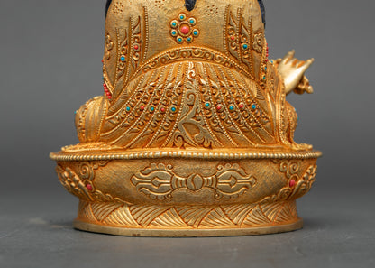Guru Rinpoche Statue | Nepalese Artisan Copper and Gold Sculpture