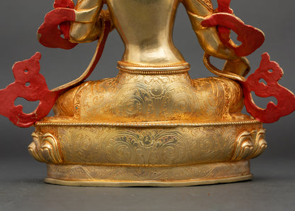 Handcrafted Green Tara Statue | Copper Himalayan Sculpture