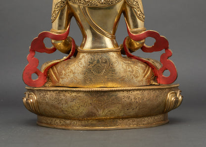 Amitayus Statue | Fire-Gilded Nepalese Buddha of Longevity