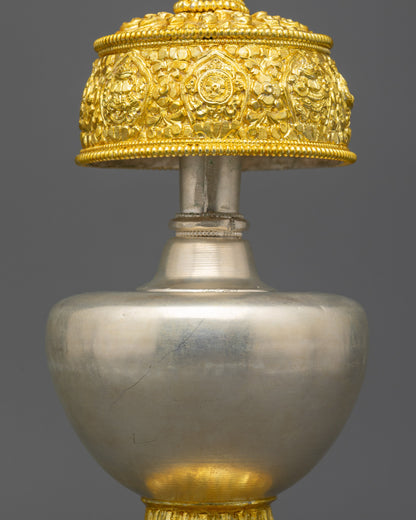 Side view Che Bhumba curved copper alloy body with silver and gold plating