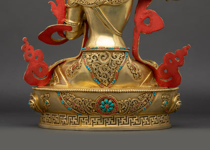 Premium Manjushri Statue | Handmade Gold Fire-Gilded Copper Sculpture