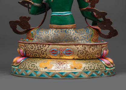 Vibrant Green Tara Statue | Spiritual Goddess Idol for Meditation