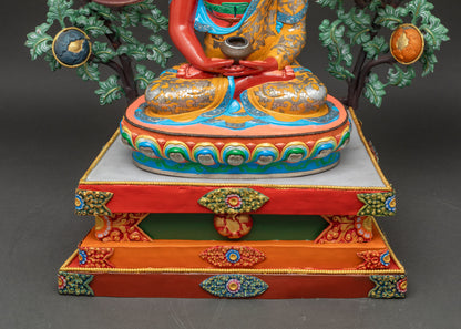 Amitabha Buddha and Five Dhyani Buddhas | Sacred Bodhi Tree Sculpture