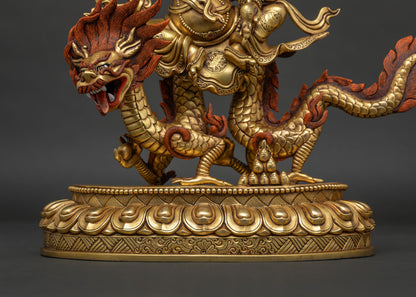 White Dzambhala Statue | Traditional Gold Fire-Gilded Buddhist Art