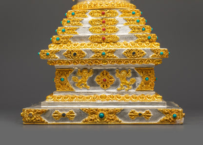 24K Gold-Plated Stupa | Sacred Buddhist Chorten Handmade in Nepal