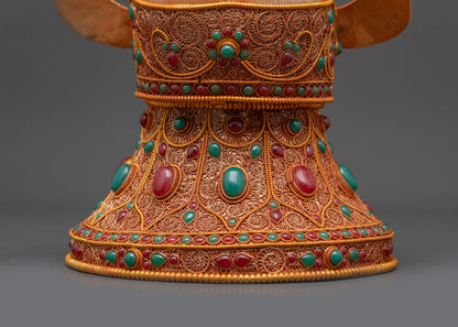 Jeweled Skull Head | Handmade Decor Himalayan Ritual Art Nepal