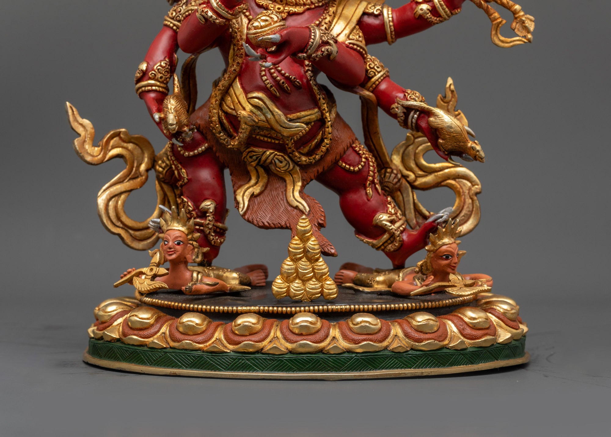 Red Dzambhala Sculpture | Handcrafted Tibetan Buddhist Wealth Deity