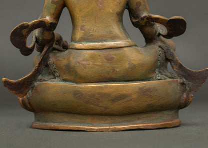 Jambhala Statue | Oxidized Copper Buddhist Wealth Deity Figure