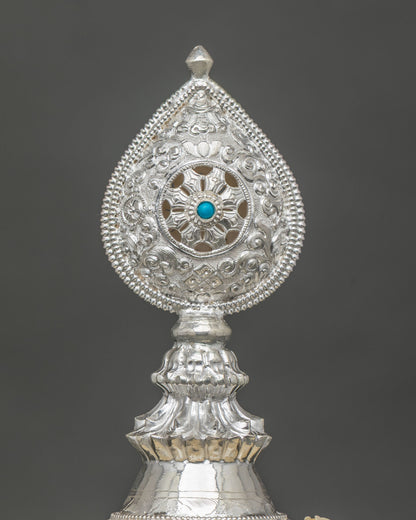4" Silver Mandala Offering Set – Handcrafted Buddhist Ritual Kit