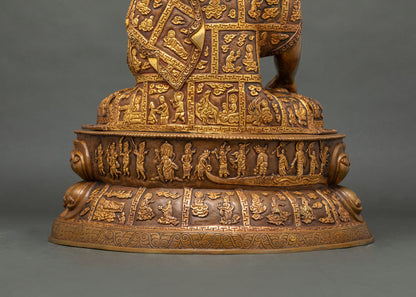 Shakyamuni Buddha Statue | Brown Oxidized Copper Sculpture