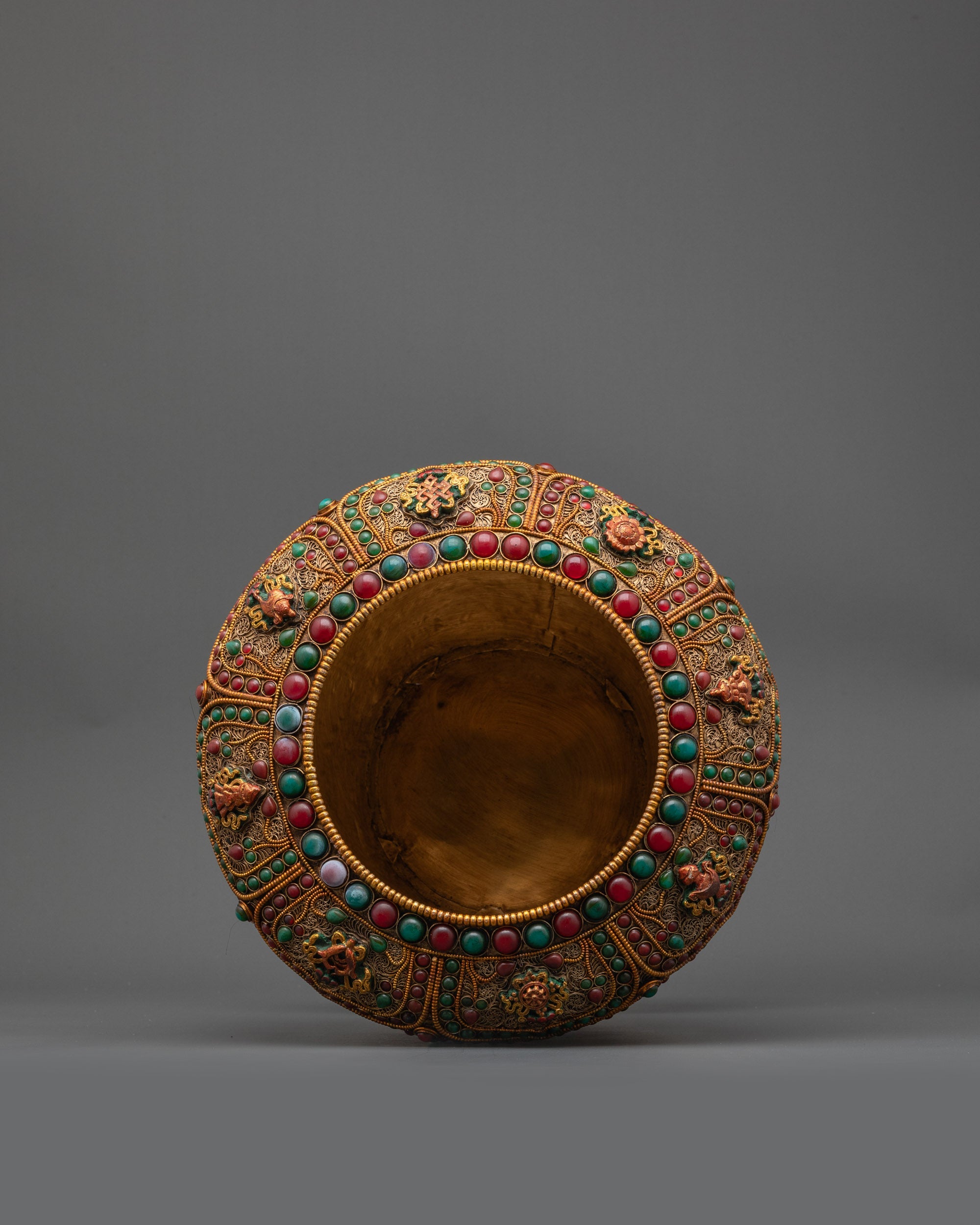 Divine Tibetan Rice Pot | Sacred Vessel for Buddhist Altar Offerings