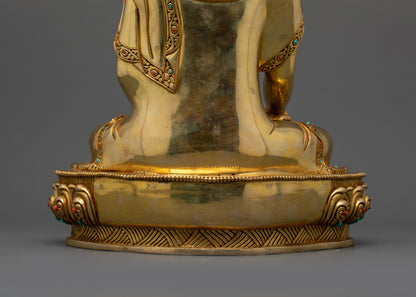 Golden Historical Buddha Shakyamuni Statue | Tibetan Nepalese Artwork