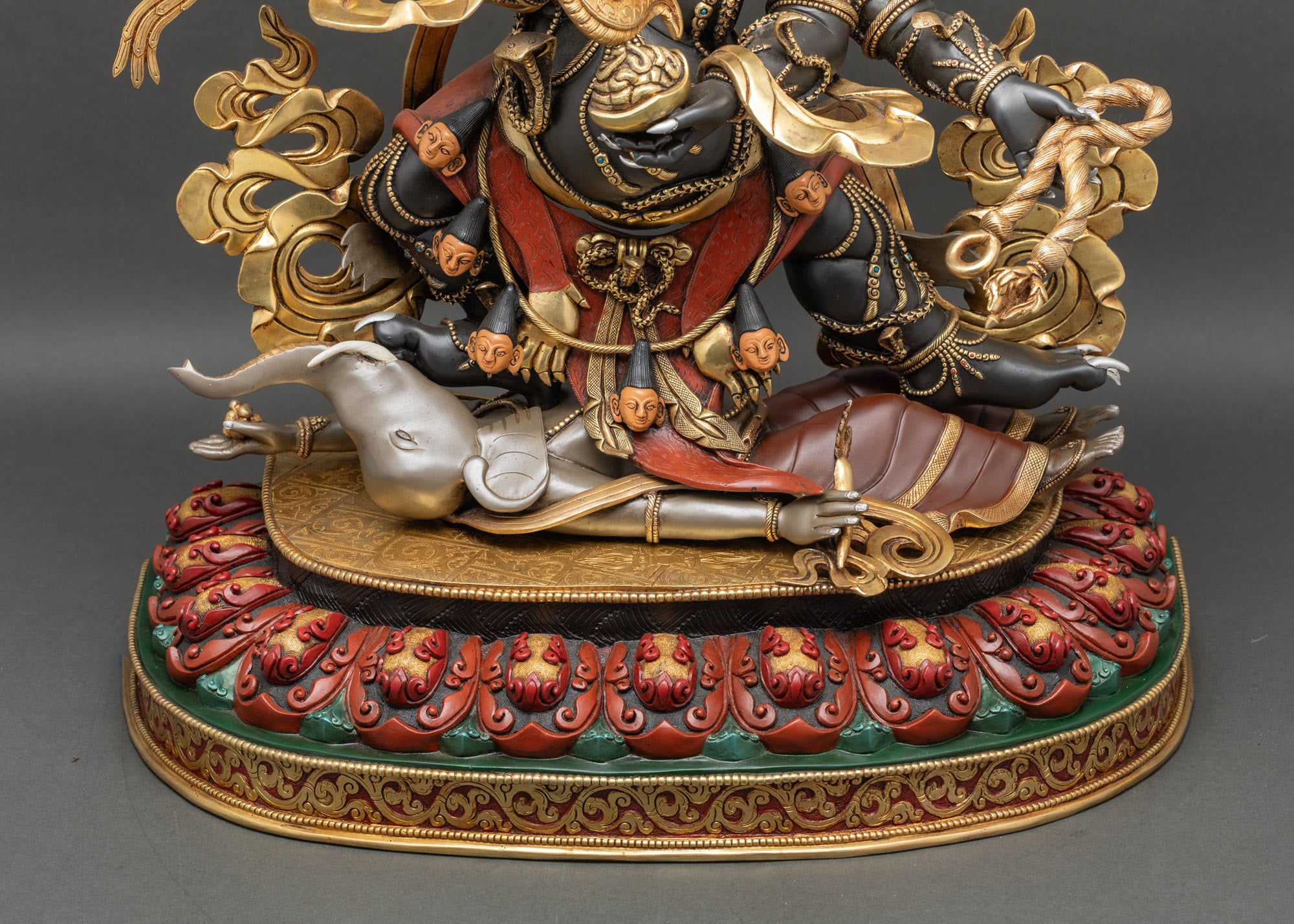 Wrathful Protector Shadbhuja Mahakala Statue | Tibetan Buddhist Artwork
