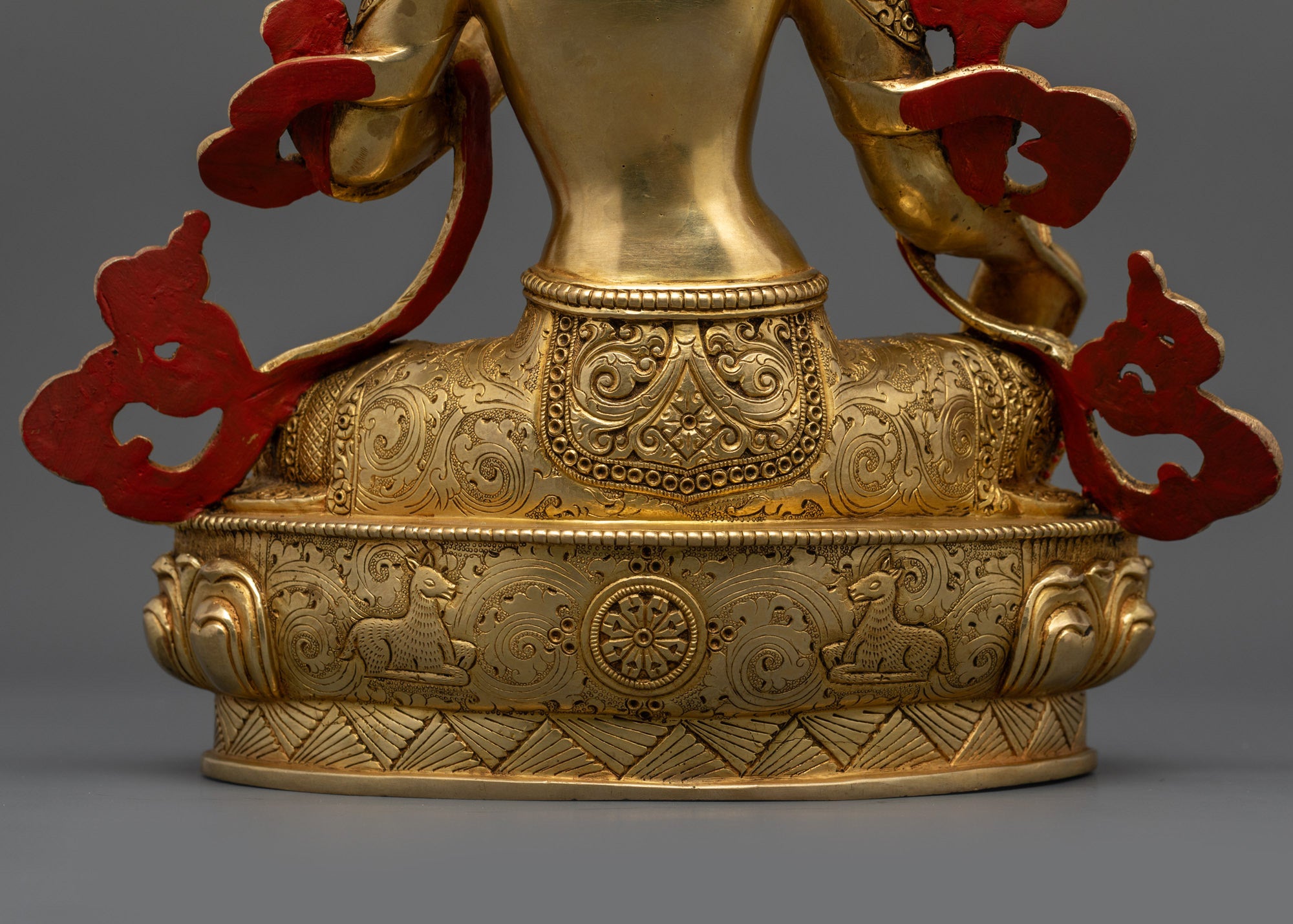 Handcrafted Statue of Divine Green Tara | 24K Gold Face of Mother Tara