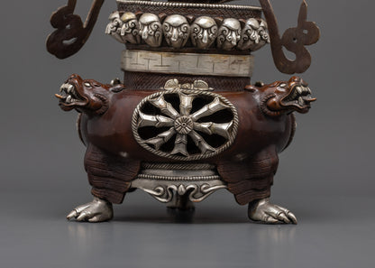 Silver-Plated Oxidized Vajradhaka Statue | Sacred Buddhist Deity