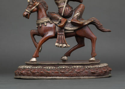 King Gesar of Ling – Oxidized Copper Buddhist Warrior Statue