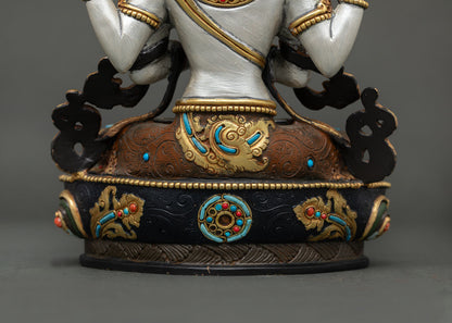 Hand-Painted Chenrezig Statue from Nepal | Buddhist Sculpture