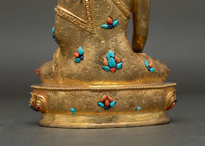 Buddha Shakyamuni Statue | Handmade Gold Gilded Copper Art