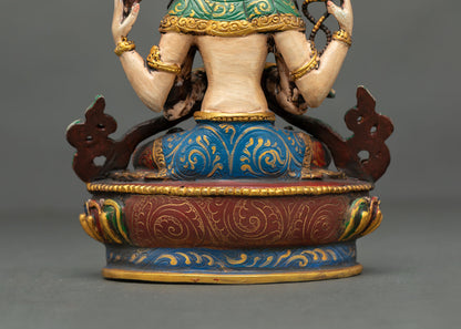 Mini Chenrezig Copper Statue | Bodhisattva of Mercy