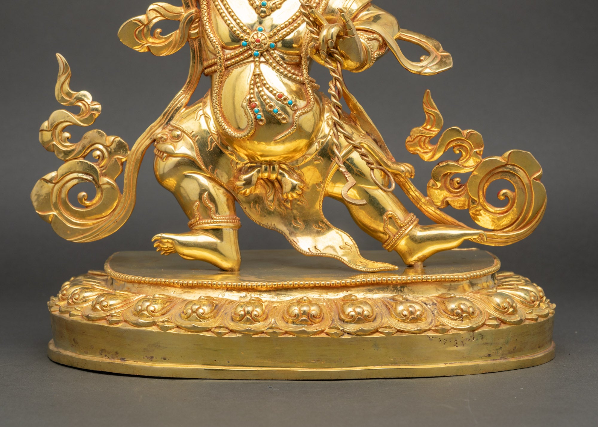 Nepalese Protector Deity Vajrapani Statue in Gold-Gilded Copper