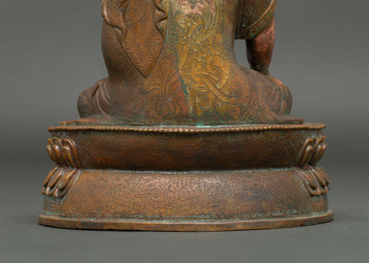 Meditating Buddha Statue from Nepal | Oxidized Copper Sculpture