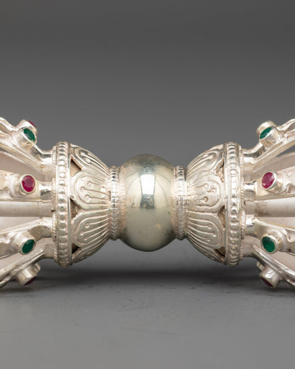 Tibetan ritual Vajra and Bell set with cover handcrafted Himalayan Buddhist tools