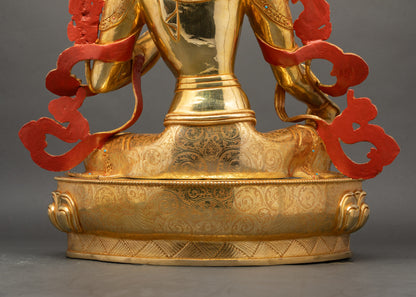 Swift Protector Green Tara Figurine | Traditional Buddhist Statue Nepal