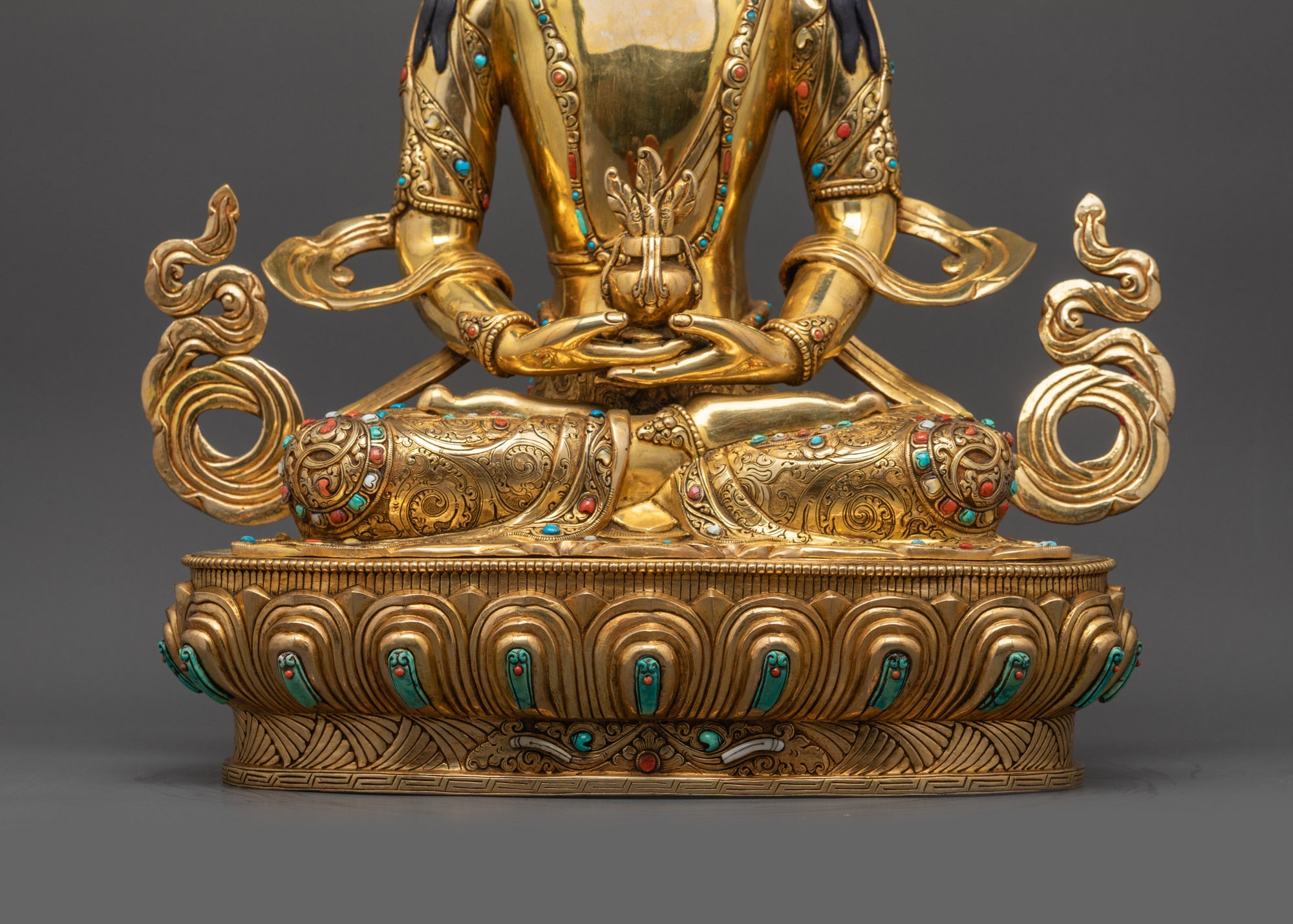 Golden Amitayus Sculpture | Long-Life Buddha Sculpture for Meditation