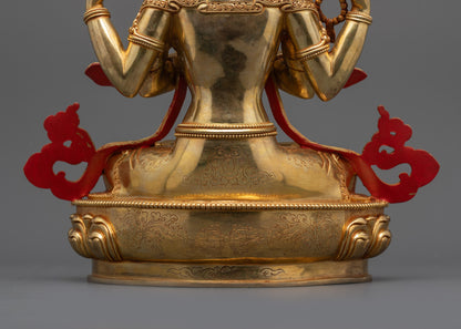 Avalokiteshvara Meditation Statue | 24K Fire Gold-Gilded Sacred Artwork