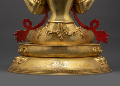 Handcrafted Chenrezig Statue | Four-Armed Bodhisattva Avalokiteshvara Idol