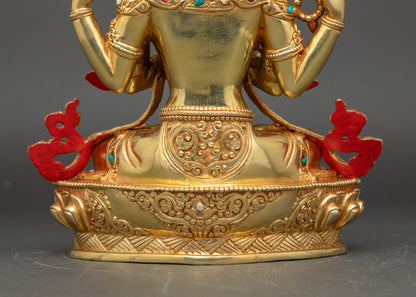 Spiritual Chenrezig Statue | Four-Armed Avalokiteshvara Sculpture