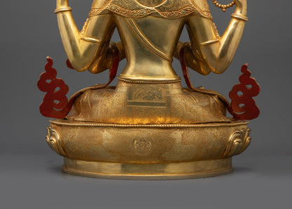 Celebrate Compassion with Chenrezig Statue | 24K Gold-Gilded Sculpture