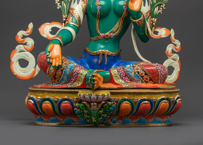 22" Mother Green Tara Statue for Altar | Tibetan Buddhist Sculpture