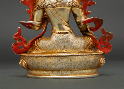 Green Tara Statue | 24K Gold Gilded Copper Artwork