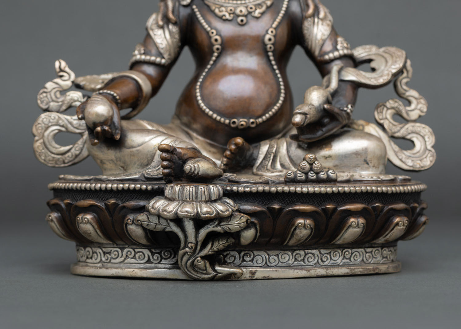 Yellow Dzambhala Statue for Fortune | Oxidized Copper Sculpture