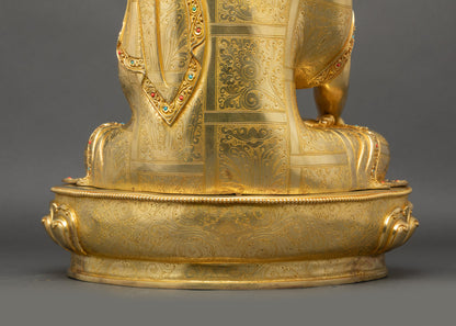 Golden Shakya Thubpa Sculpture | Enlightened Sage of the Shakya Clan