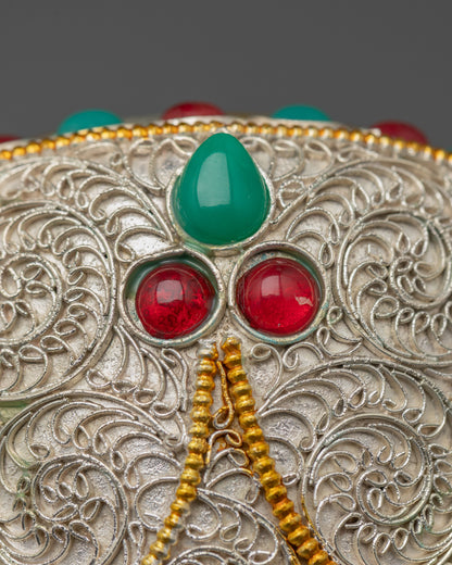 Himalayan Ritual Rice Pot Symbolizing Prosperity and Protection