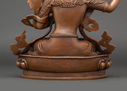 Oxidized Copper Manjushri Statue | Lord of Sacred Wisdom