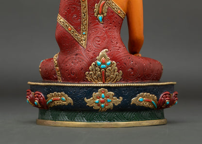 Acrylic-Painted Shakyamuni Buddha Statue | Handcrafted Nepal Art