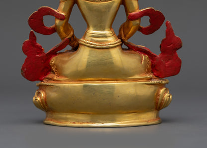 Tibetan Amitayus Statue | 24K Gold-Gilded Buddha for Longevity