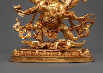 Nepalese Six-Armed Mahakala Statue | Protecting Deity for Home Altar