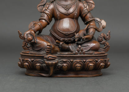 Dzambhala Altar Figurine | Traditional Himalayan Copper and Oxidized statue
