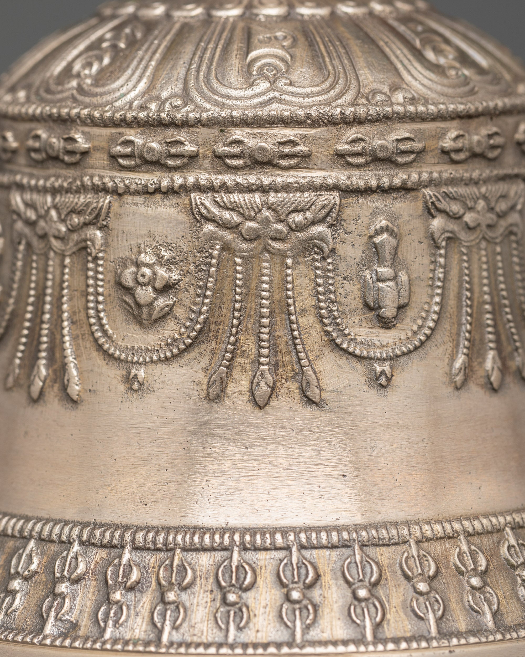 Tibetan Bell and Vajra Set | Bronze & Silver Instruments for Worship