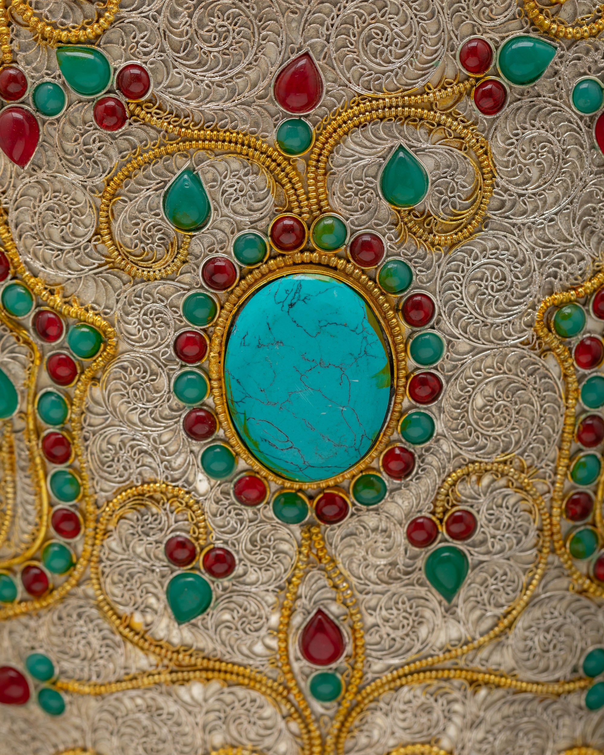 Silver & Gold-Plated Himalayan Vase | Spiritual Offering Art Nepal