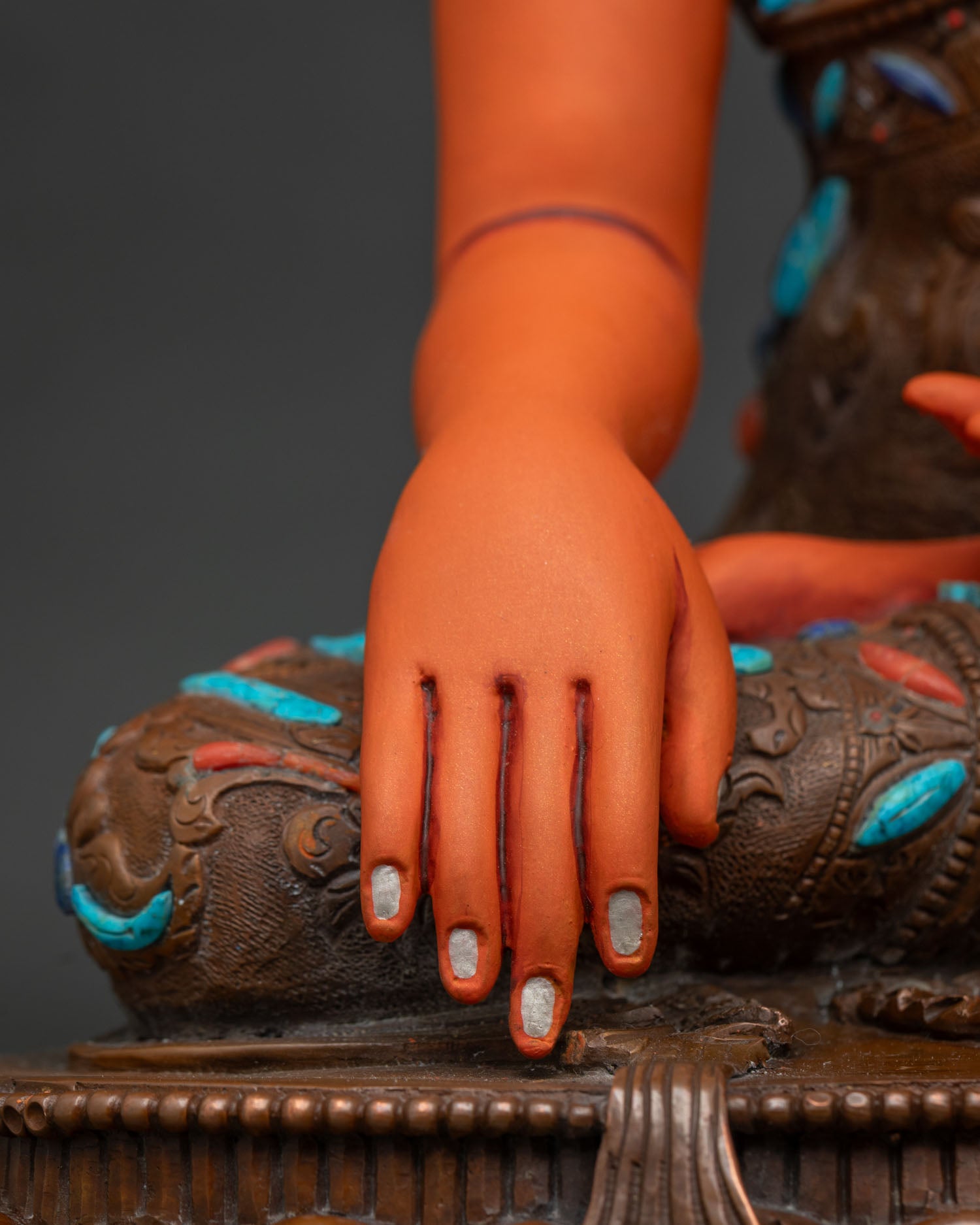 Vibrant Shakyamuni Buddha Statue | Oxidized Copper Buddhist Figurine
