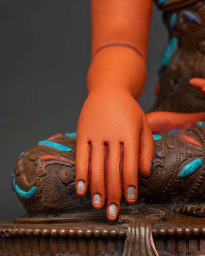Vibrant Shakyamuni Buddha Statue | Oxidized Copper Buddhist Figurine