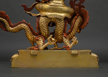 White Dzambhala Statue | Traditional Gold Fire-Gilded Buddhist Art
