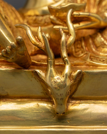 Milarepa Statue | Gold Fire-Gilded Tibetan Sage for Spiritual Spaces