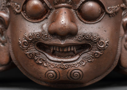 Fierce Mask of Bhairav | Sacred Himalayan Protector Mask for Altar